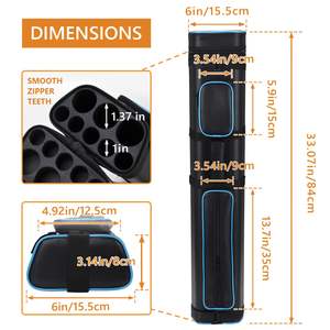 Waterproof Soft <b>Cue</b> Carrying Case for <b>3</b> Shafts 5 Butts Billiard <b>Cue</b> Bags Fit 2-<b>Piece</b> Measures 58" <b>Snooker</b> Billiard Cases Sale - Product Image 2