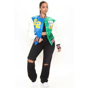 High Quality Custom Wholesale Women <b>Varsity</b> <b>Jackets</b> Letterman <b>Jackets</b> Custom Baseball Letterman <b>Varsity</b> <b>Bomber</b> <b>Jacket</b> - Product Image 2