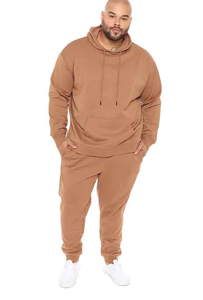 Men's Heavyweight Cotton Pullover Sweatsuit Solid Pattern Sport Jogger Suit with Eco-Friendly Track Sports Wear - Product Image 5