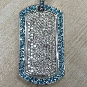 Collier pendentif en argent sterling 925 pour hommes bijoux en acier inoxydable et diamant Moissanite entièrement glacé - Product Image 3