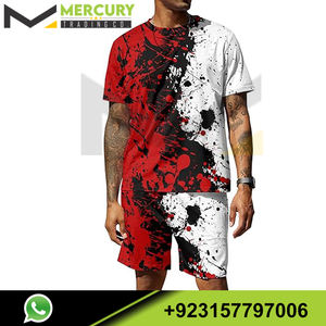 Ensemble 2 pièces pour homme avec bloc de couleurs et impression numérique T-shirt à manches courtes et short de poche pour homme Ensemble été extérieur rue - Product Image 5