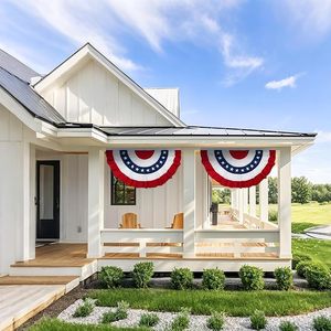 Drapeaux de fanionnage extérieurs imperméables et durables 3x6 pieds en polyester avec mât en aluminium, drapeau américain étoiles brodées pour le 250e anniversaire - Product Image 1