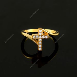 925 Sterling <b>Silver</b> <b>Cross</b> Moissanite Gemstone <b>Ring</b> for Women Gold Plated <b>Cross</b> Finger <b>Ring</b> Womens Jewelry - Product Image 4