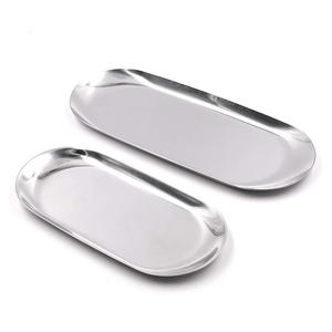Plateau de service ovale moderne ANZOME en argent, ensemble de 2 pièces, plateau décoratif, support à bijoux, ensemble de rangement pour cosmétiques - Product Image 1