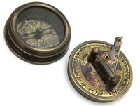Boussole de poche Ross London en laiton massif, style moderne, avec cadran solaire, pointeur de lecture de l'heure pour le camping, la randonnée, style antique vintage