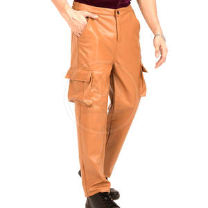 Pantalones de cuero informales para hombre más vendidos, con botones, transpirables, de secado rápido, ligeros, de Color sólido, ropa de calle, cintura media, rectos - Product Image 2