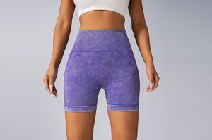 Pantalones cortos de motorista de yoga para mujer, mallas sexis de punto sin costuras, cintura alta, lavado con arena, logotipo personalizado - Product Image 2
