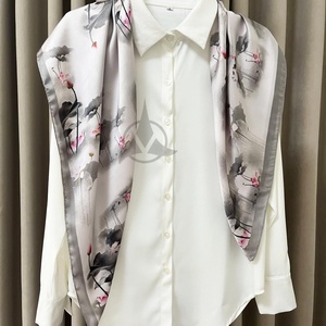 Foulards en soie élégants et résistants aux plis-Longue écharpe ethnique florale personnalisée Printemps Mode lisse Fit Best-seller - Product Image 2