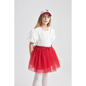 Gonna rossa in Tulle a vita elastica da ragazza B6929a824sm - Product Image 4
