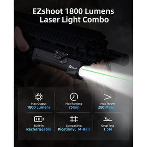EZshoot Sporting Laser <b>Light</b> Combo 1800 Lumens Rechargeable LED <b>Professional</b> Flashlight Picatinny M-Rail Mount - Product Image 5