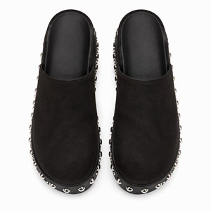 Mules à plateforme cloutées pour femmes, bout rond fermé, en faux daim, à enfiler, semelle épaisse, mode décontractée - Product Image 3