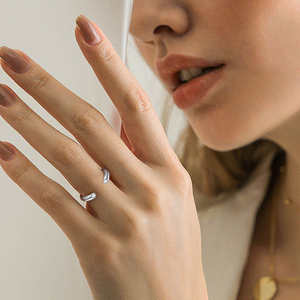 Bague de fiançailles et de mariage pour femme, design de niche ajustable, 2 pierres, argent 925, 2,5 mm, moissanite, Toi et Moi - Product Image 5