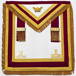 Factory Made Custom Design FREEMASON MASONIC EMBROIDERED REGALIA Embroidered Tee Level Provincial Dress <b>Apron</b> <b>WHITE</b> Masonic - Product Image 6