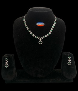 High Quality Pure AD <b>Necklace</b> Set for Women with Matching Earrings Bridal Jewelry Set with Red Stones Traditional Party Wear - Product Image 4