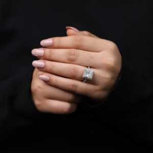 แหวนหมั้นเพชรเม็ดเดี่ยวสำหรับเจ้าหญิงรัศมี14K/10K ได้รับการรับรองจาก rhodium PT950 PVP - Product Image 2