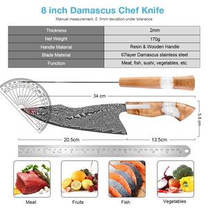 Venta al por mayor personalizado de alta calidad OEM ODM servicio profesional Chef cuchillo afilado de acero de Damasco japonés cocina Chef cuchillo - Product Image 2