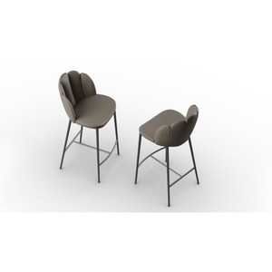 Modern Velvet Bar <b>Stool</b> with Petal Backrest Luxury Padded Kitchen Island <b>Stool</b> with Footrest for Home and Bar Furniture - Product Image 2