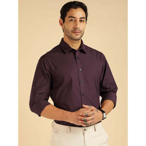 Amanush <b>Men's</b> Solid Wine Color Cotton Formal <b>Shirt</b> Turn-down <b>Collar</b> Full Sleeve Smart Casual Summer Wear <b>Mens</b> Wear <b>Shirts</b> - Product Image 1