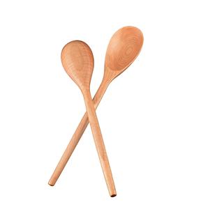 Ensemble de cuillères de cuisine en bois, cuillère à mélanger en bois d'érable de 14 pouces, mélange de salade, louche à remuer pour sauce soupe, cuillère antiadhésive de cuisine (2) - Product Image 1