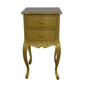 Table de chevet dorée, petite commode, reproduction antique, table de chevet en bois, table à lampe pour ensemble de meubles de chambre et mobilier d'hôtel - Product Image 4