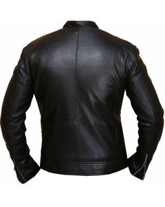 Blouson en cuir Rosalyn Biker, haute qualité, peau de mouton onyx, sur mesure, haut d'hiver, col montant, logo sur le devant, respirant - Product Image 2