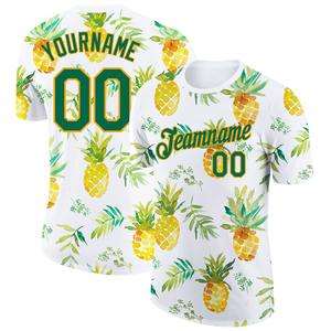 Direct Engro Sportswear Wholesale Custom White Kelly <b>Green</b>-Gold 3D Pattern Design Pineapples Performance <b>T</b>-<b>Shirt</b> - Product Image 1