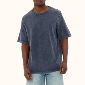 Small MOQ 220g Washed Distressed 100% Cotton <b>Retro</b> T-shirt Small Shoulder Short Sleeved Heavyweight Knitted <b>Fabric</b> Good Service - Product Image 3