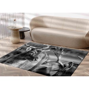 พรมพิมพ์ลายกวางป่า - นุ่มสบาย ใช้ในบ้าน ตกแต่งสำนักงาน พร้อมพรมขนสั้น - Product Image 4