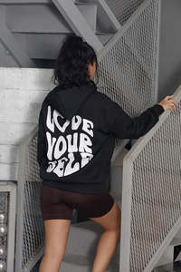 <b>Women's</b> Casual Oversize Cropped Pullover Hoodie 100% Cotton Custom Print Front Logo XS Size <b>Winter</b> Fashion Crop <b>Top</b> on Sale - Product Image 5