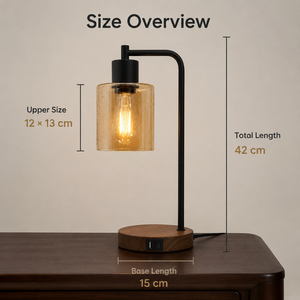 Metal Wood And Glass Touch Control <b>Table</b> Lamp With E27 Bulb And Usb <b>Charging</b> Port For Bedroom <b>Bedside</b> Reading Set Of 2 - Product Image 3