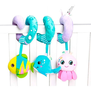 Hochet en peluche en spirale à suspendre pour berceau, poussette, jouet pour bébé - Couleurs assorties - Product Image 4