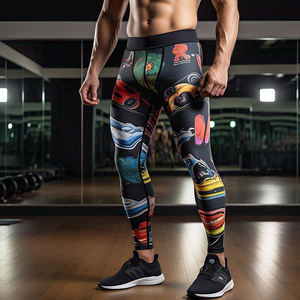 Pantalones de compresión por sublimación personalizados, mallas de Yoga con estampado gráfico de capa Base, mallas de entrenamiento para Fitness, mallas por sublimación para hombre - Product Image 5