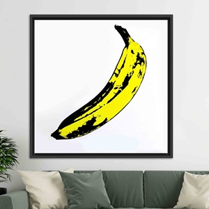 Art abstrait sur toile de bananes : style graffiti, cadre noir, toile imprimée, TOILE ENCARTÉCHÉE NOIRE - Product Image 1