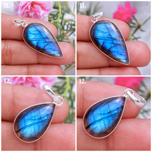 Labradorite – pendentif hexagonal en cristal pour homme, collier de pierres précieuses d'anniversaire, labradorite, perles de pierres précieuses rugueuses, lot de pendentifs - Product Image 4