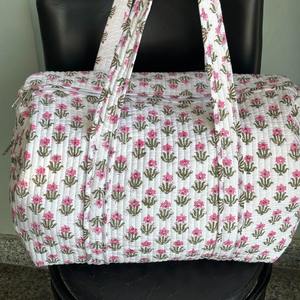 Bolsa de Viaje de Algodón de Lujo Estampada a Mano con Cierre de Cremallera, Bolsa Deportiva de Gran Capacidad, Duradera, Ecológica y de Alta Calidad - Product Image 3