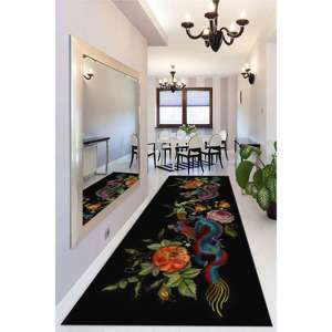 Floral Dragon <b>Runner</b> Rug: Japanese Art, Non-Slip <b>Hallway</b> <b>Carpet</b>,Chenille Rug - Product Image 5