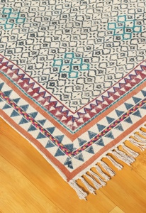 Alfombras de diseñador con patrón triangular de algodón 100%, alfombras bordadas para el hogar, sala de estar, decoración de jardín para coche, alfombra Dhurries elegante - Product Image 6