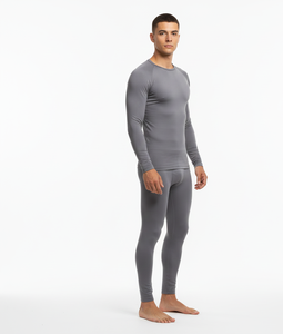 Nordic Ease Grey <b>Men</b> <b>Thermal</b> Suit Soft Full Sleeve Breathable Heat Retaining Fabric <b>for</b> Seasonal Warmth - Product Image 2