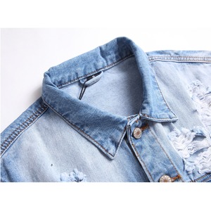 Chaqueta Vaquera Azul Claro Desgastada, Holgada y Personalizada de Alta Calidad para Hombre, Talla Grande, de Flyingkick Enterprises Wholesale - Product Image 5