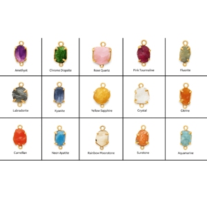 Dijes de piedra preciosa en bruto de fluorita natural, colgantes de cristal púrpura verde en Ajuste de punta de oro para la fabricación de joyas - Product Image 6