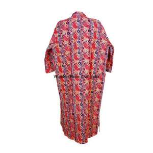 Women's Quilted Jacket Floral Printed Handmade Kantha Quilted 100% Organic Cotton Three Quarter Sleeve Spring Winters - Product Image 6