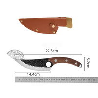 Couteau de boucher serbe Viking en acier inoxydable au carbone 5cr15 forgé japonais avec gaine manche en palissandre pour ustensiles de cuisine