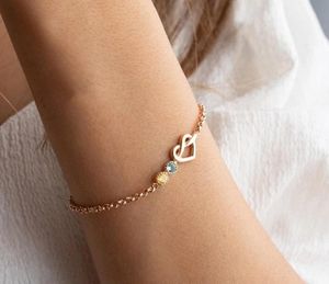 925 Sterling <b>Silver</b> 18K Gold Vermeil Minimalist Handmade Birthstone Love Knot Bracelet Link Chain Mom Charm Bracelets Gifts - Product Image 5
