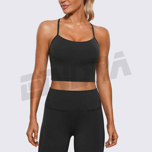 Sans couture maille entraînement débardeur femmes dos nageur athlétique Camisole intégré soutien-gorge Fitness chemise noir coupe ajustée sport haut de gymnastique 2025 - Product Image 5
