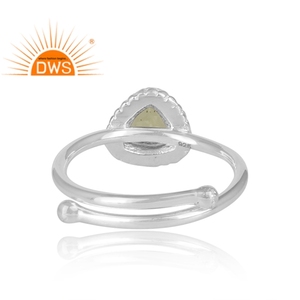Best Selling Fine Sterling Silver Natural <b>Peridot</b> Gemstone Triangle Design Stackable <b>Ring</b> Custom Jewelry Manufacturer - Product Image 5