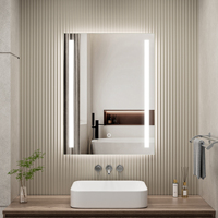 Offre Limitée Usine : Miroir de Salle de Bain Rectangulaire LED Sans Cadre avec Barres Lumineuses Verticales, 3 Couleurs Dimmables, Interrupteur Tactile, 75x50 80x60cm