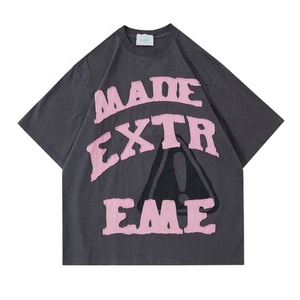 Venta al por mayor de letras largas estilo Streetwear con estilo de gran tamaño camisetas al aire libre de moda Casual Drop Shoulder ropa de verano - Product Image 3