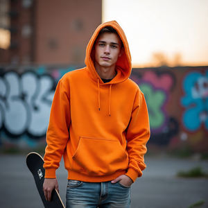 Sweat-shirt en jean déchiré avec logo brodé personnalisé Stonewash Sweat à capuche surdimensionné délavé à l'acide à l'ourlet brut vieilli - Product Image 1