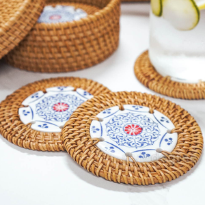 Sous-verres en bois peints à la main, classiques, écologiques, tissés, nouveau design pour le bureau, le café, la salle à manger, les fêtes, les mariages en plein air, tapis, coussinets - Product Image 1