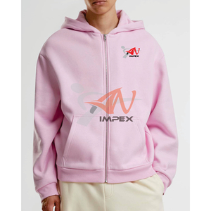 เสื้อฮู้ดซิปแบบยูนิเซ็กซ์สำหรับผู้ชาย คุณภาพสูง 460GSM ทรงโอเวอร์ไซส์ ผ้าฝ้าย 70% โพลีเอสเตอร์ 30% สไตล์สตรีทแวร์ ปักลายพัฟ สีพื้น - Product Image 1
